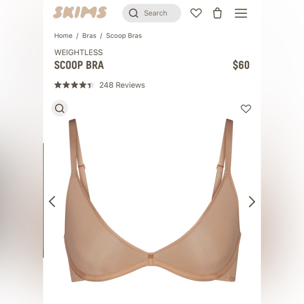 SKIMS WEIGHTLESS SCOOP BRA | CLAY ×